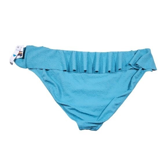 Time and Tru Women's Swim Bottom Ruffle Blue Green Teal Textured Size 3X 24W 26W - Picture 2 of 7